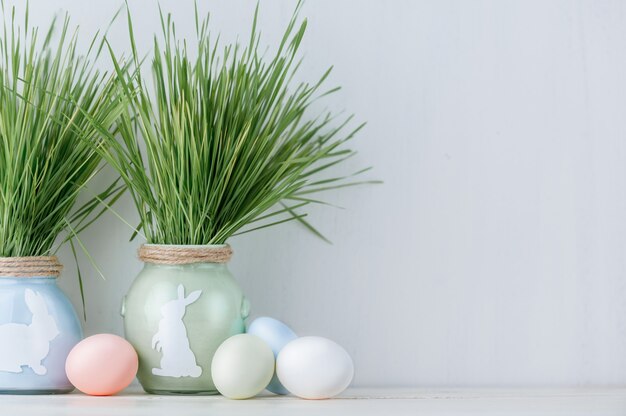 Cute creative photo with easter eggs