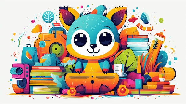 Cute critter in education playful illustration