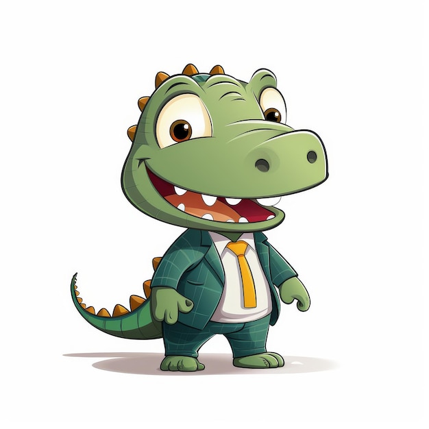 Cute crocodile cartoon on a white background Vector illustration
