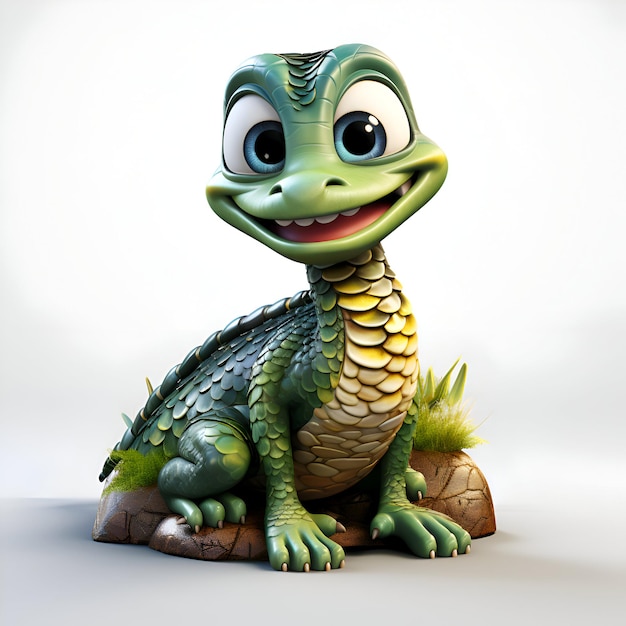 Cute crocodile on a white background 3d render