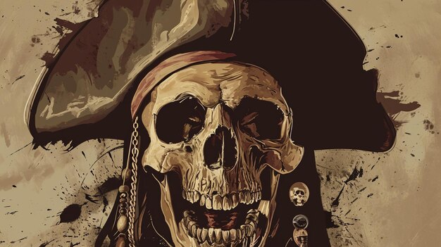 Photo cute crossbones skull pirate illustration generative ai