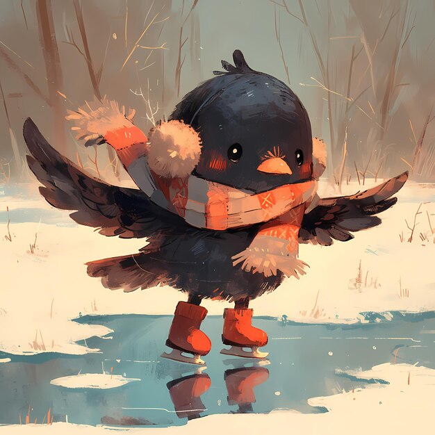 Photo a cute crows winter adventure