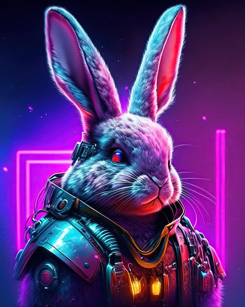 Cute and cuddly rabbit long ears adorable neon