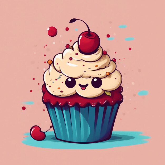 Cute cupcake kids illustration vector