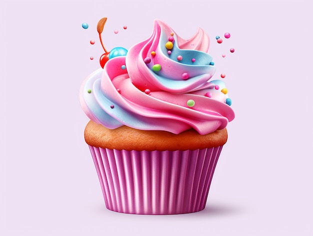 Cute Cupcake in Pastel Color AI Generated