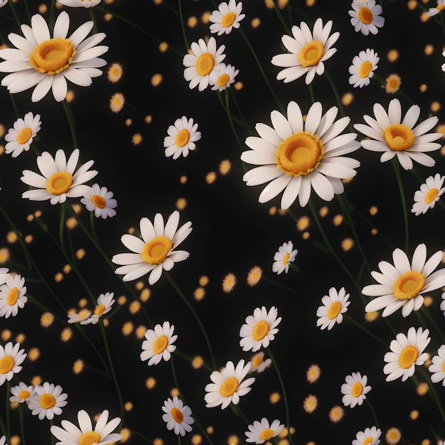 Cute daisy flowers seamless pattern design