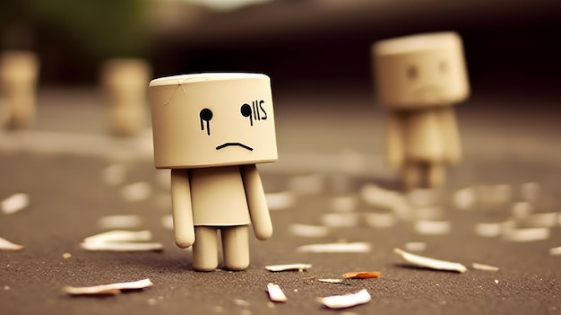 Foto un simpatico danbo che si sente triste e solo ia generativa