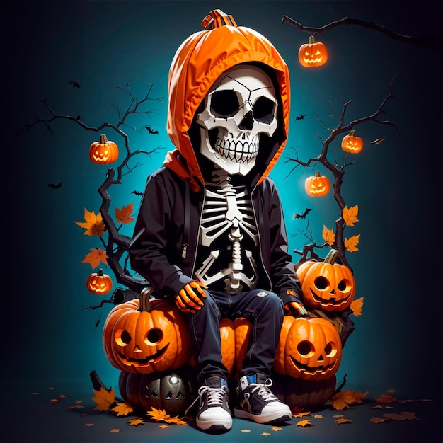 Cute death halloween sweatshirt fall skull