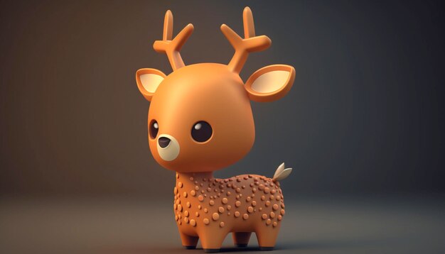 Cute deer cartoon characterGenerative AI