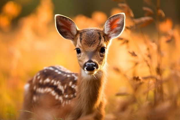 Cute deer cub looking at camera