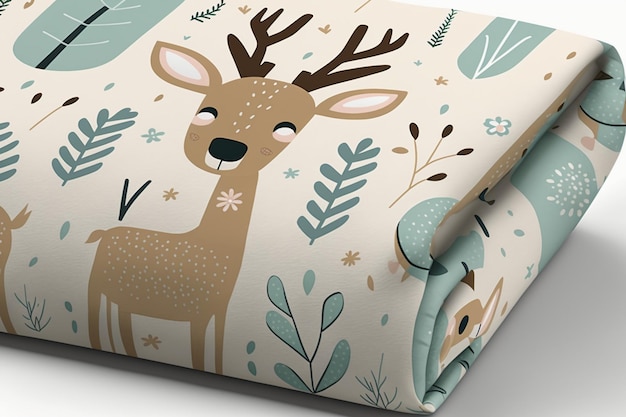 Cute deer in the forest seamless pattern kids print