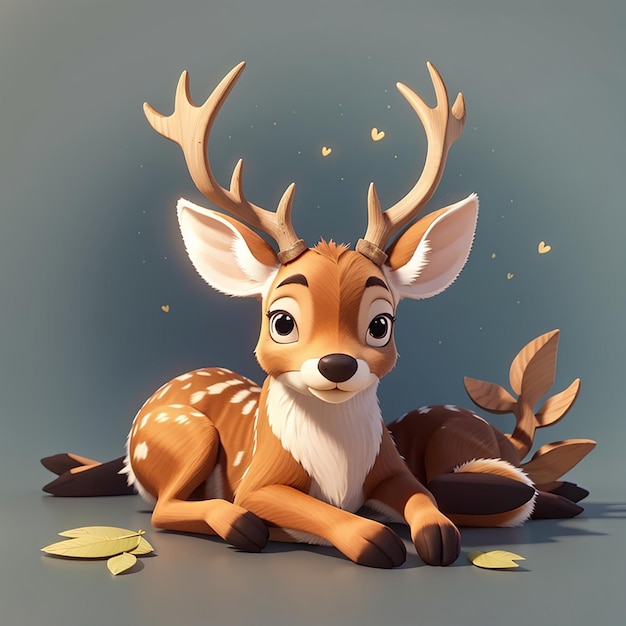 Cute deer is sleeping hand drawing style