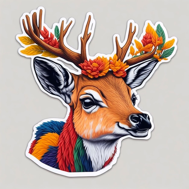 Cute deer sticker for kids on white background