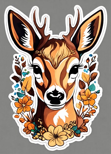 Cute deer sticker white background