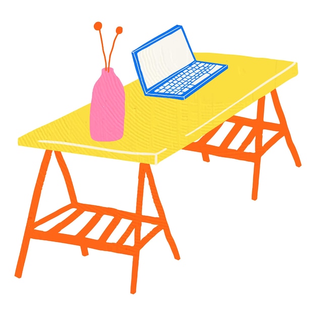cute desk png illustration sticker transparent background