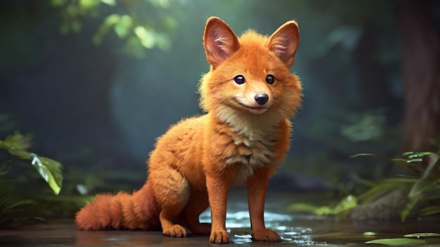 cute Dhole Cartoon 3D image