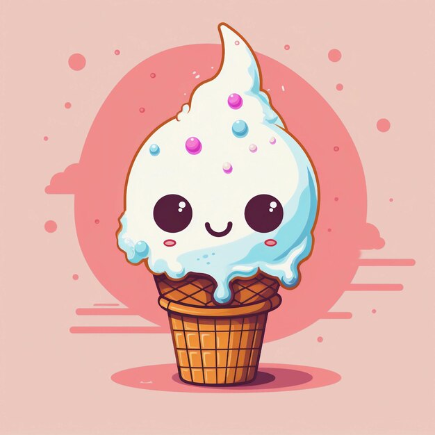 Cute digital drawing ice cream illustration