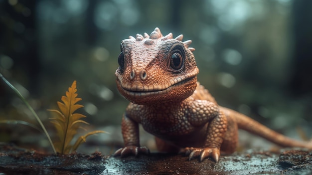 Cute dino realistic isolated background photorealistic Al generated