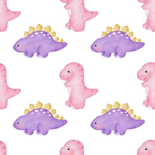 Photo cute dinosaur seamless patterns