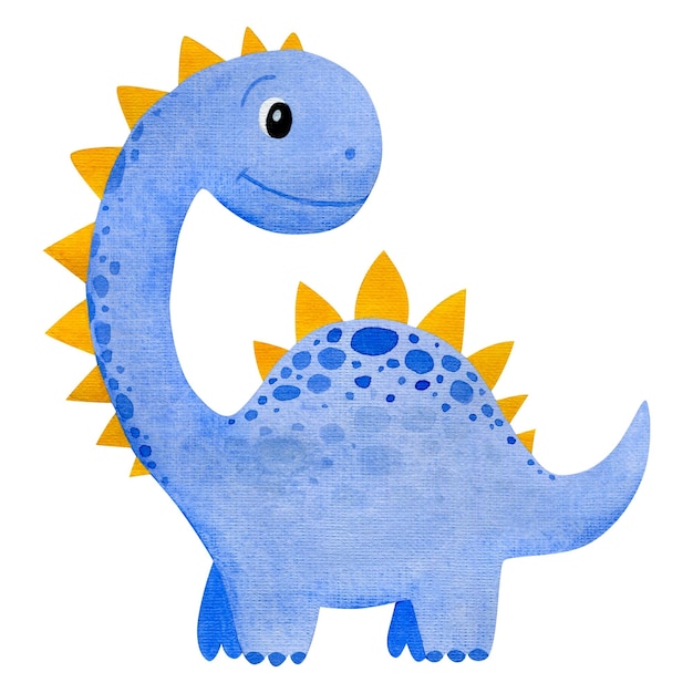 Cute dinosaur watercolor illustration