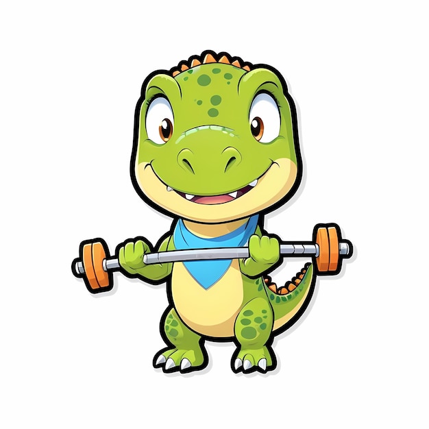 Cute Dinosaur Weight Lifting