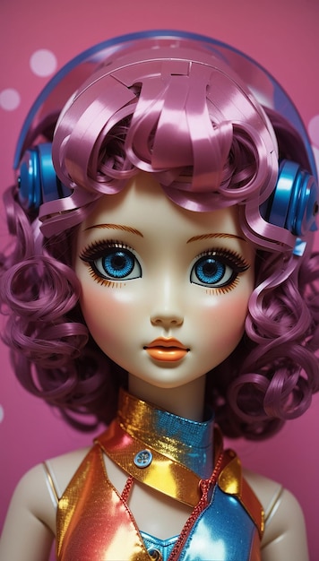 Photo cute disco plastic doll portrait