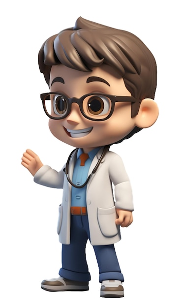 A cute Doctor character in uniform Isolate on white background