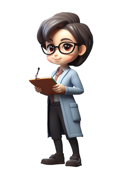 A cute Doctor character in uniform Isolate on white background