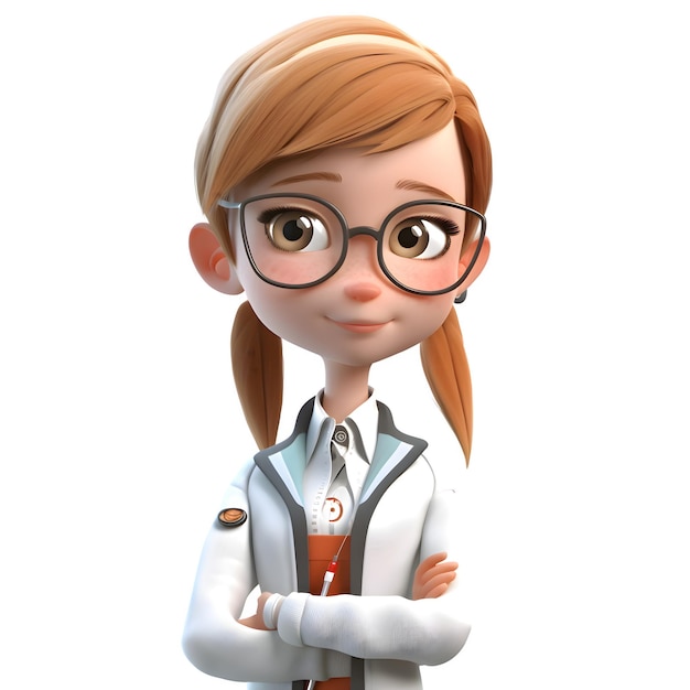 Cute Doctor Women with Intelligence Smart and Capable Characters for Medical Industry Projects Isolated on white background