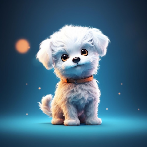 cute dog 3d blue background