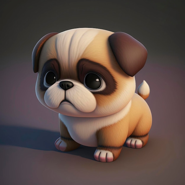 Cute dog 3d render