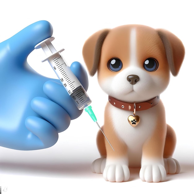 Photo cute dog 3d vaccine