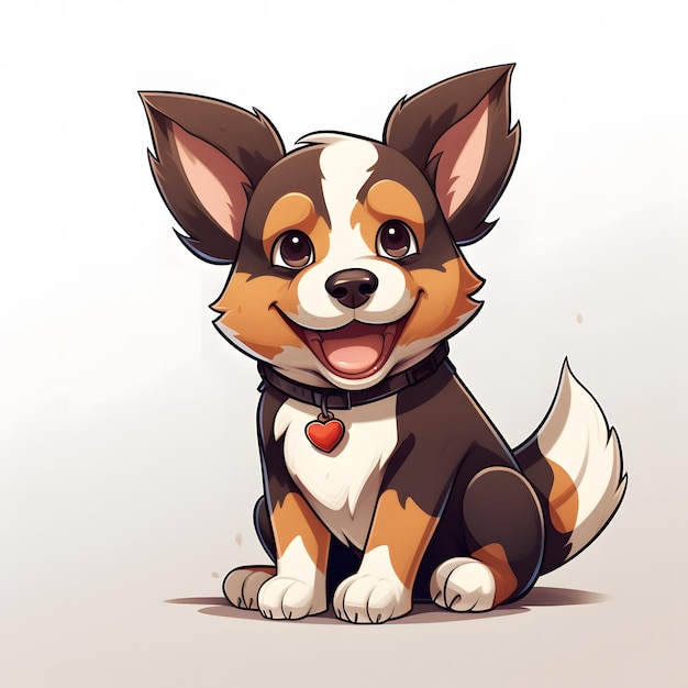 Photo cute dog anime cartoon mascot