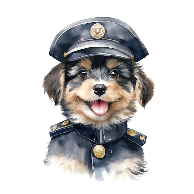 a cute dog as a police officer