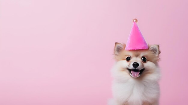 Cute dog in birthday cap