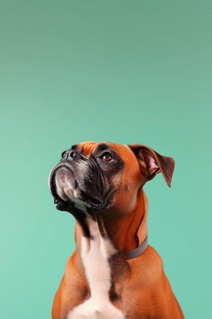 Cute dog of the boxer breed is posing