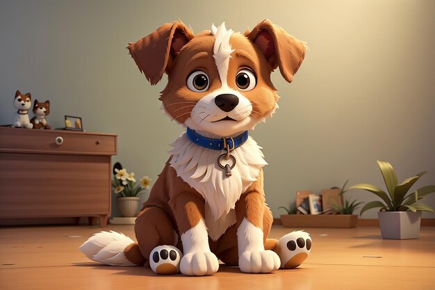 Cute dog cartoon character sitting