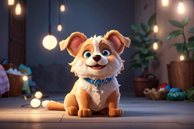 Cute dog cartoon character sitting