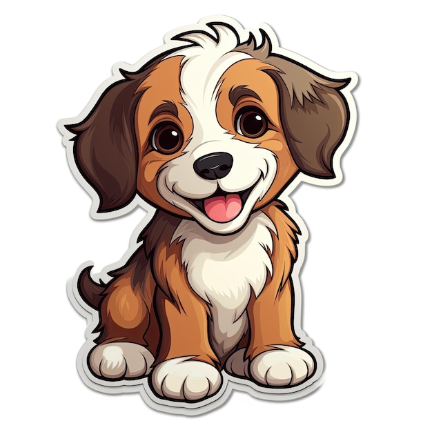 Cute dog cartoon sticker Vector illustration for your design