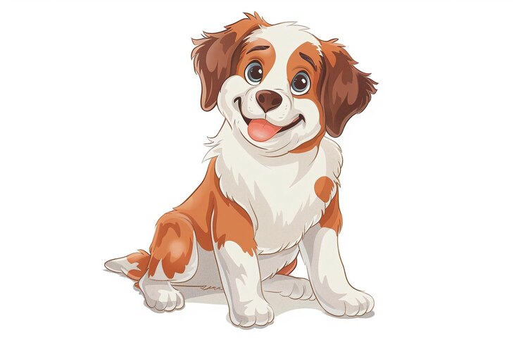 Photo cute dog cartoon vitage design for pod print on demand white background