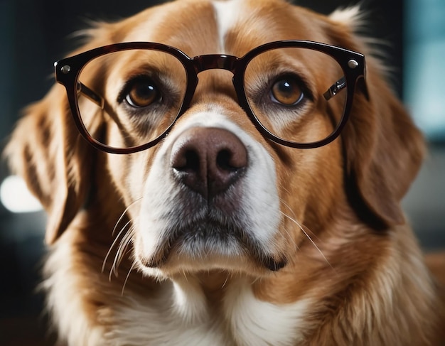 Foto un cagnolino e un gatto con gli occhiali generativi ai