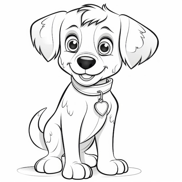 Premium AI Image | a cute dog for coloring book page for kids one