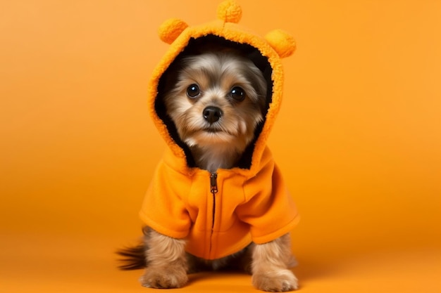 Photo cute dog in costume isolated background portrait generative ai