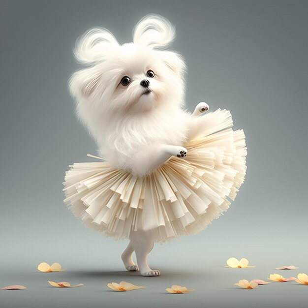 Cute dog in costume ready for the dance party AI generated