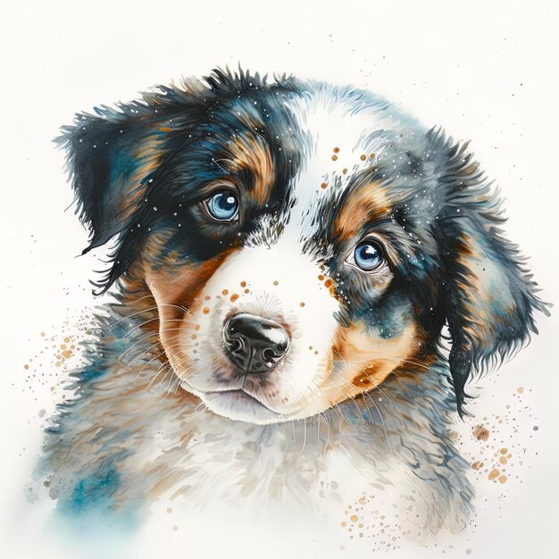 cute dog drawn in watercolor