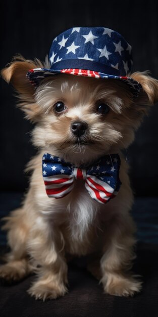 Cute dog dressed in us national colors july th is independence day of the united states of america g