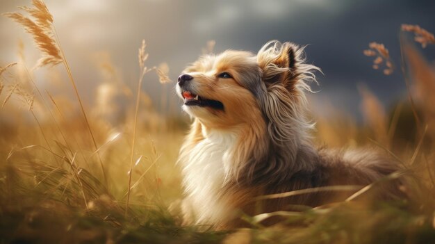風を楽しむ可愛い犬