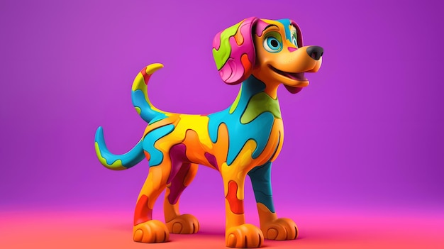 Модель игрушки с симпатической фигурой собаки 3D рендеринг анимационный стиль дизайна продукта