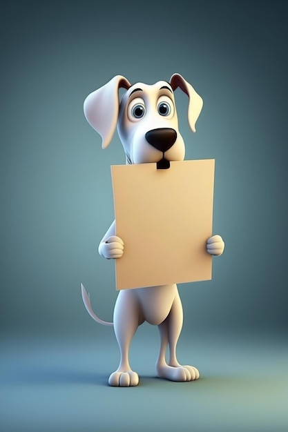 Cute dog holding empty banner 3D render style AI Generated