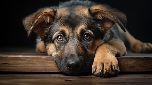 Photo cute dog holding paw